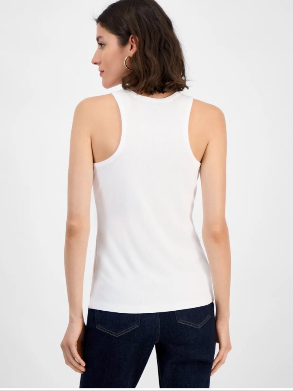 INC White Ribbed Racerback Tank - Picture 2 of 8
